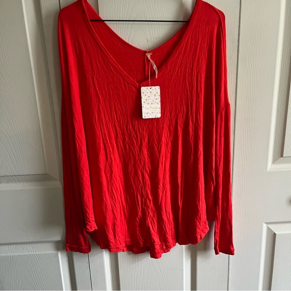 Free People Love Glare Orange Moonshine Long Sleeve Top - Picture 7 of 8